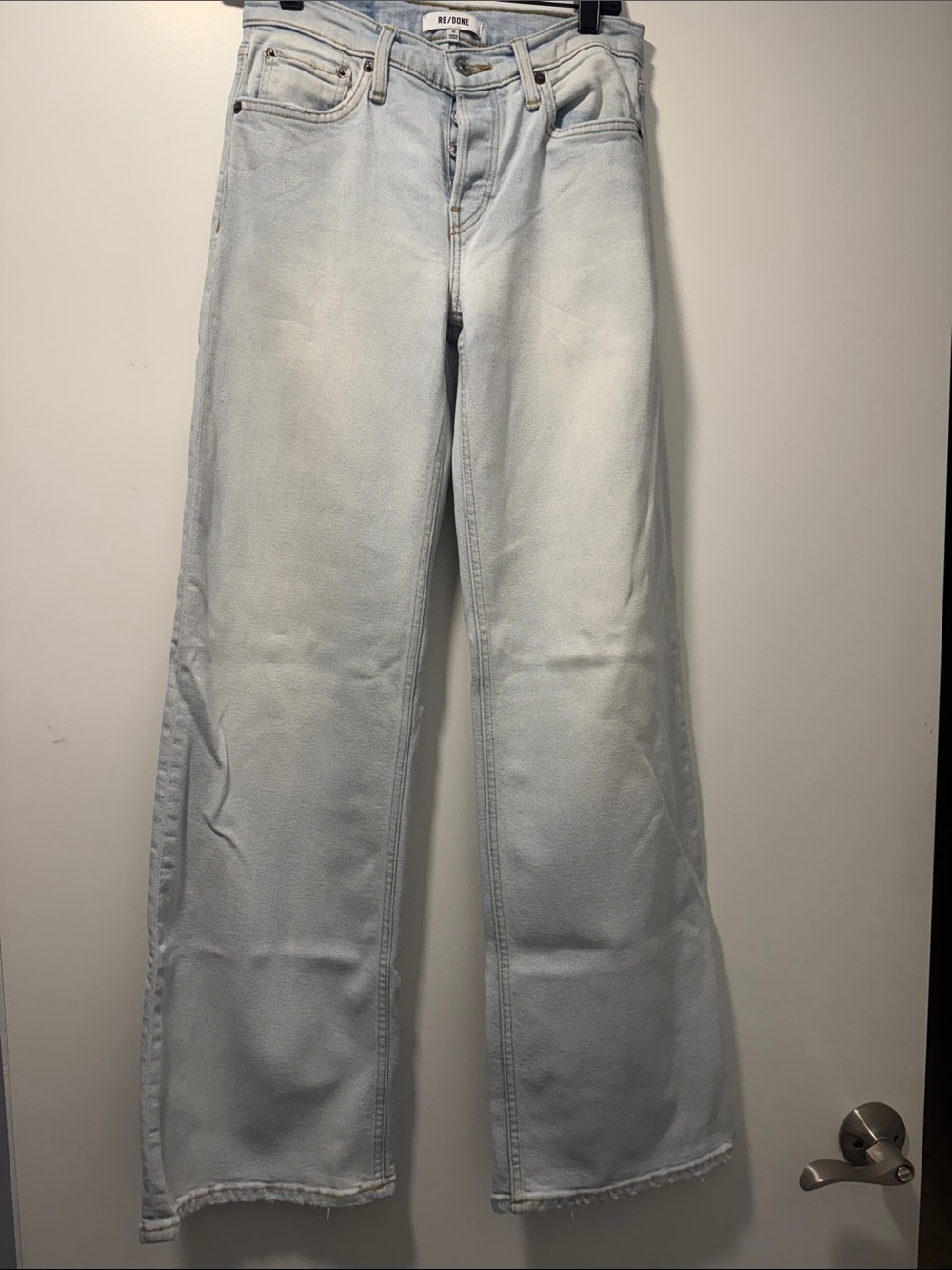 Re/Done Light Wash Wide-Leg Jeans in Pale Blue